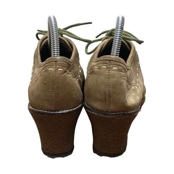 Naturalizer Dolan Wedge Lace Up Oxford Shoes Green Leather Women’s Sz 8.5 (HF2) - Picture 4 of 11